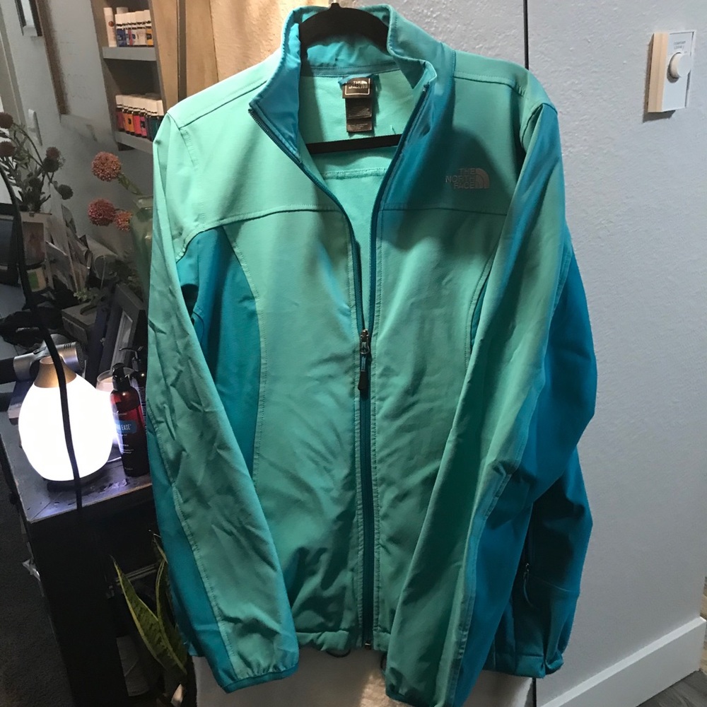 Turquoise north face jacket